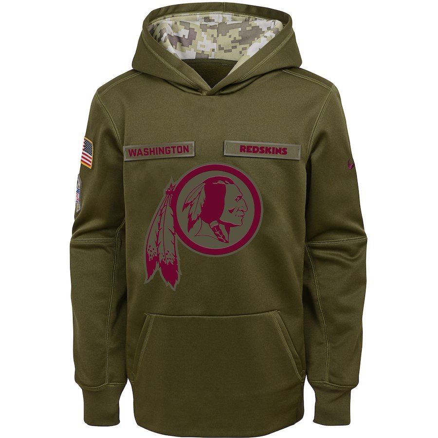 Youth Washington Redskins Olive Salute To Service Pullover Performance NFL Hoodie